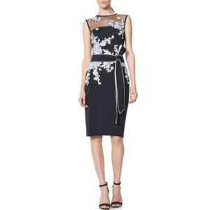 Tadashi Shoji Sz 6 Asahi Dress Black Stretch Sleeveless Cocktail Wedding Guest